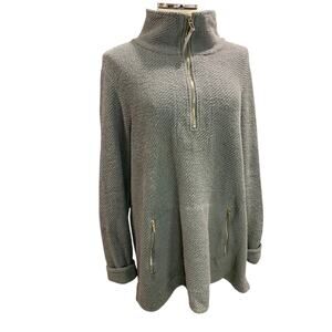 XL Soft Surroundings Womens Westport 1/4 Zip Pullover Sweater Gray